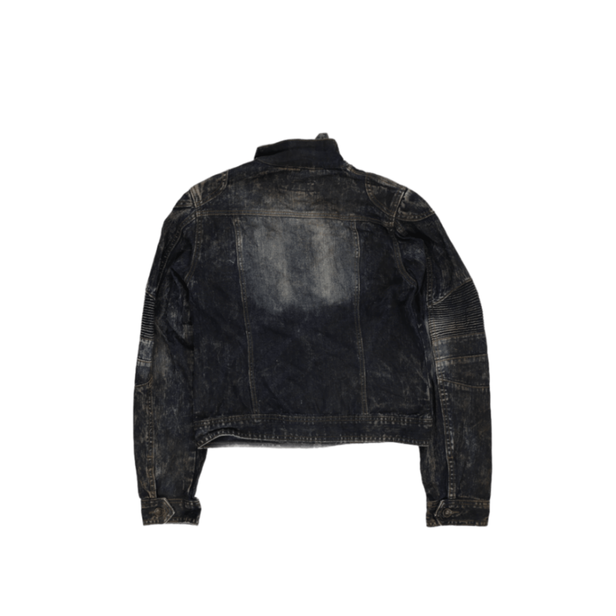 Ecko Unltd Distressed Blue Denim Biker Jacket Medium Cotton