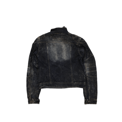 Ecko Unltd Distressed Blue Denim Biker Jacket Medium Cotton