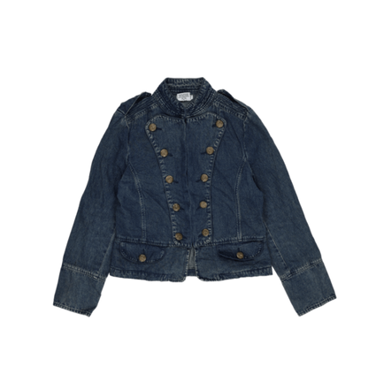 Carole Little Vintage Military Jacket Blue Size 12 100 Percent Cotton