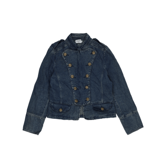 Carole Little Vintage Military Jacket Blue Size 12 100 Percent Cotton