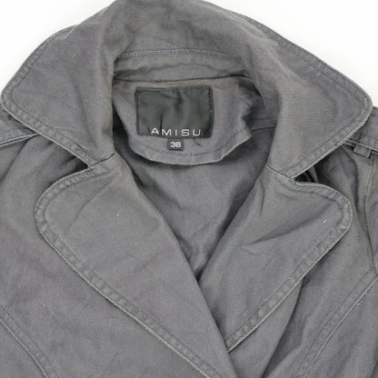 Amisu Women's Black Cotton Peacoat Jacket Size 36 UK 8 Double-Breasted