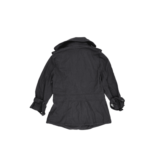 Amisu Women's Black Cotton Peacoat Jacket Size 36 UK 8 Double-Breasted