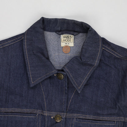 M&S Mode Womens Denim Jacket Indigo Blue EUR 36 Cotton Collared