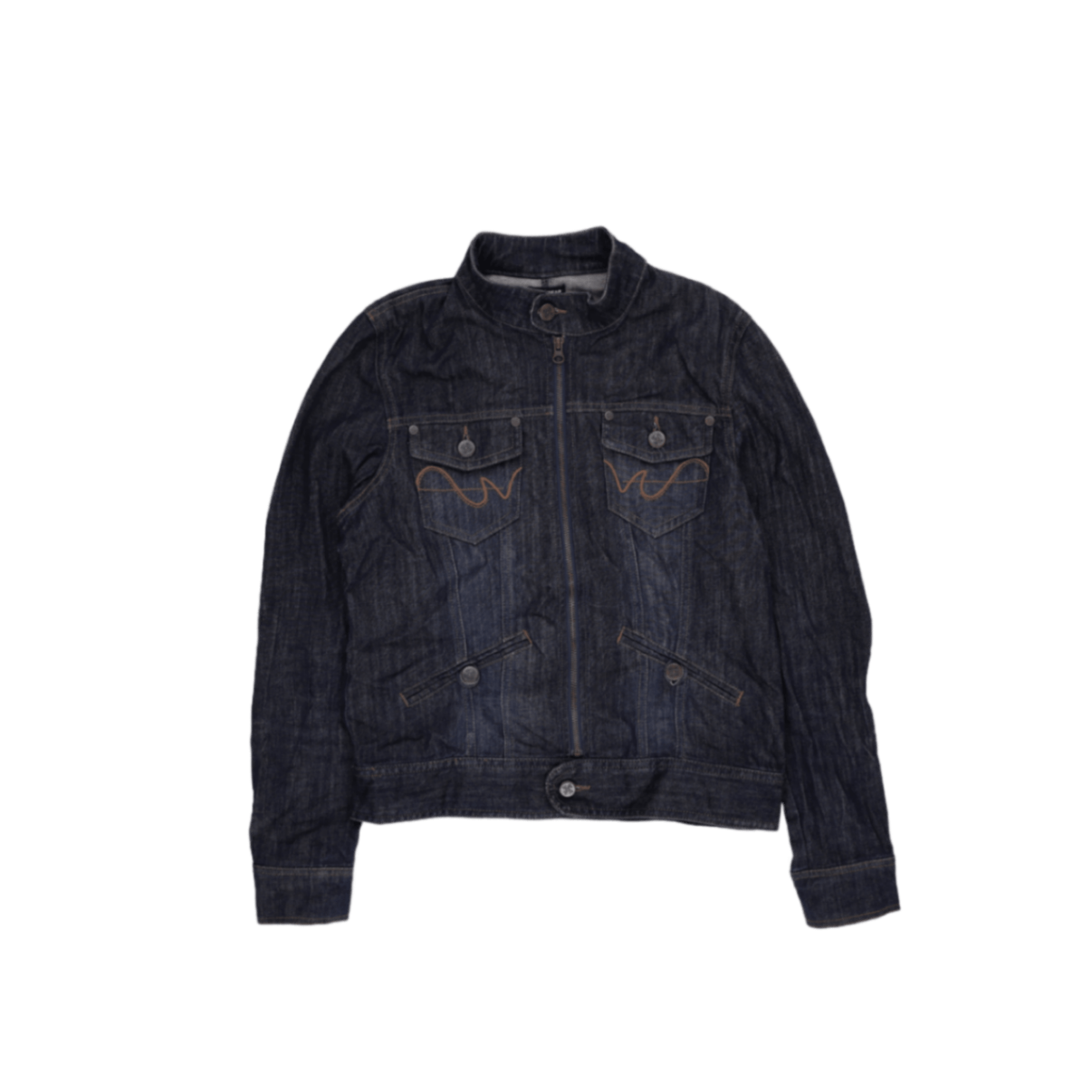 Active Wear La Redoute Classic Indigo Denim Jacket Large Casual Jacket Stand Collar