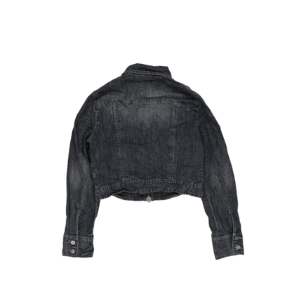 Zara Women's Black Cropped Denim Jacket Size Small Vintage Cotton