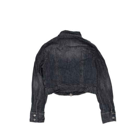 Zara Women's Black Cropped Denim Jacket Size Small Vintage Cotton
