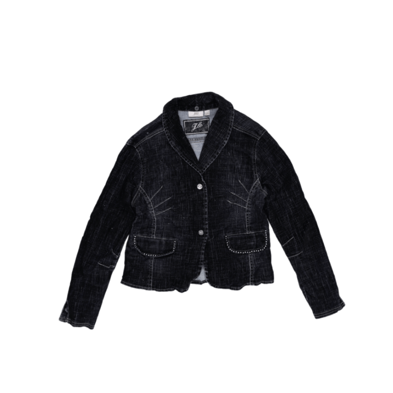 JLo by Jennifer Lopez Women's Vintage Black Denim Blazer Jacket Size UK 8