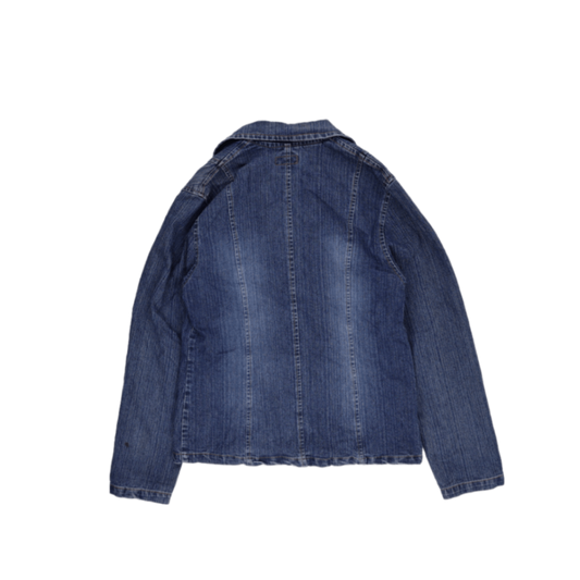 Vintage Blue Denim Blazer Women's Jacket Size M Cotton
