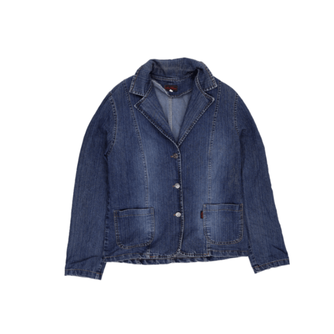 Vintage Blue Denim Blazer Women's Jacket Size M Cotton