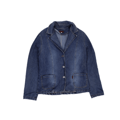 Vintage Blue Denim Blazer Women's Jacket Size M Cotton