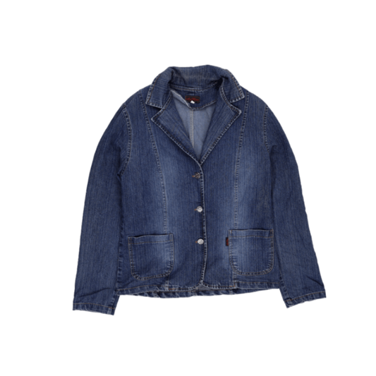 Vintage Blue Denim Blazer Women's Jacket Size M Cotton