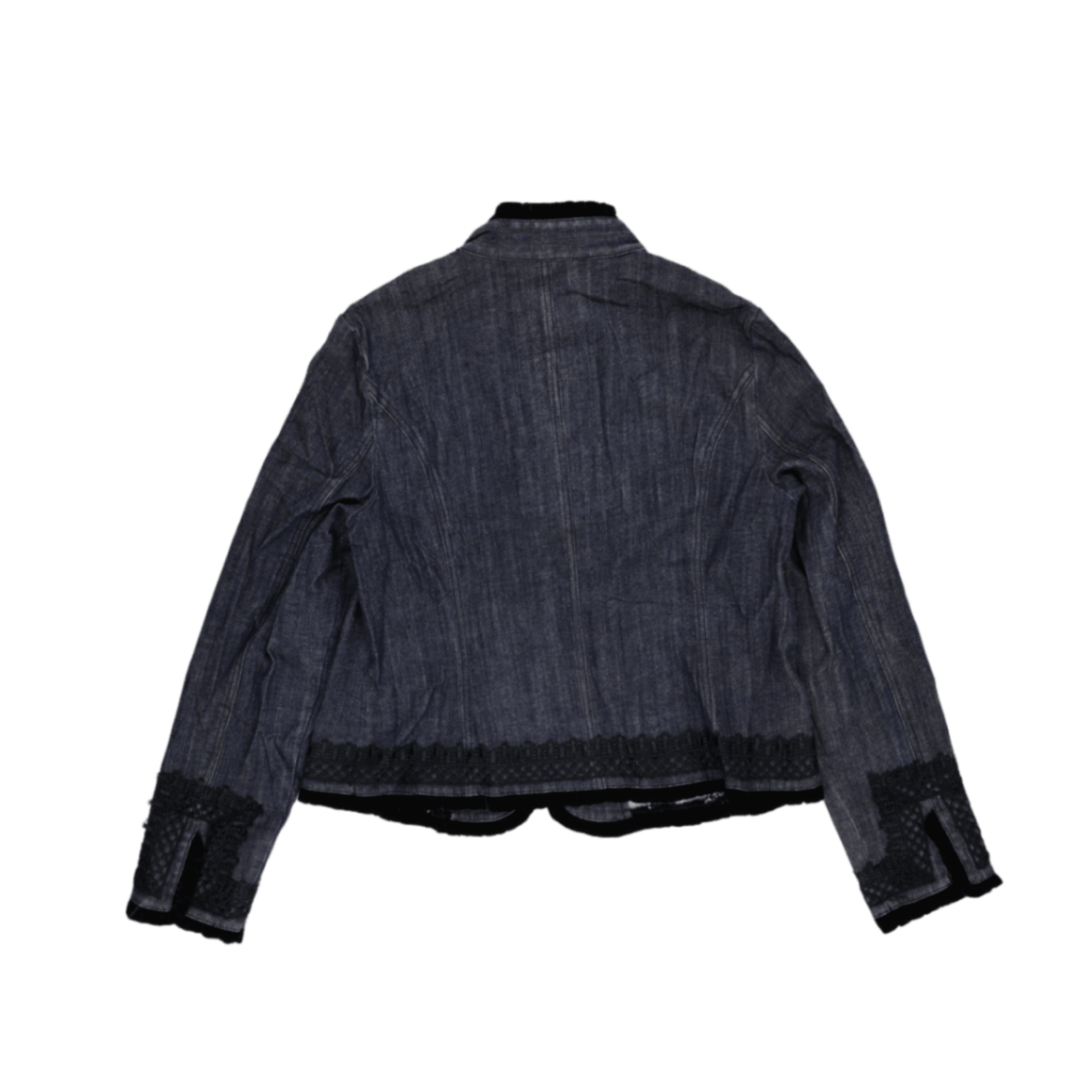 INC International Concepts Embellished Denim Jacket Blue Black XL Cotton Blend Vintage