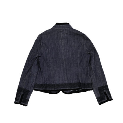 INC International Concepts Embellished Denim Jacket Blue Black XL Cotton Blend Vintage
