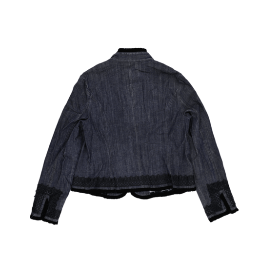 INC International Concepts Embellished Denim Jacket Blue Black XL Cotton Blend Vintage