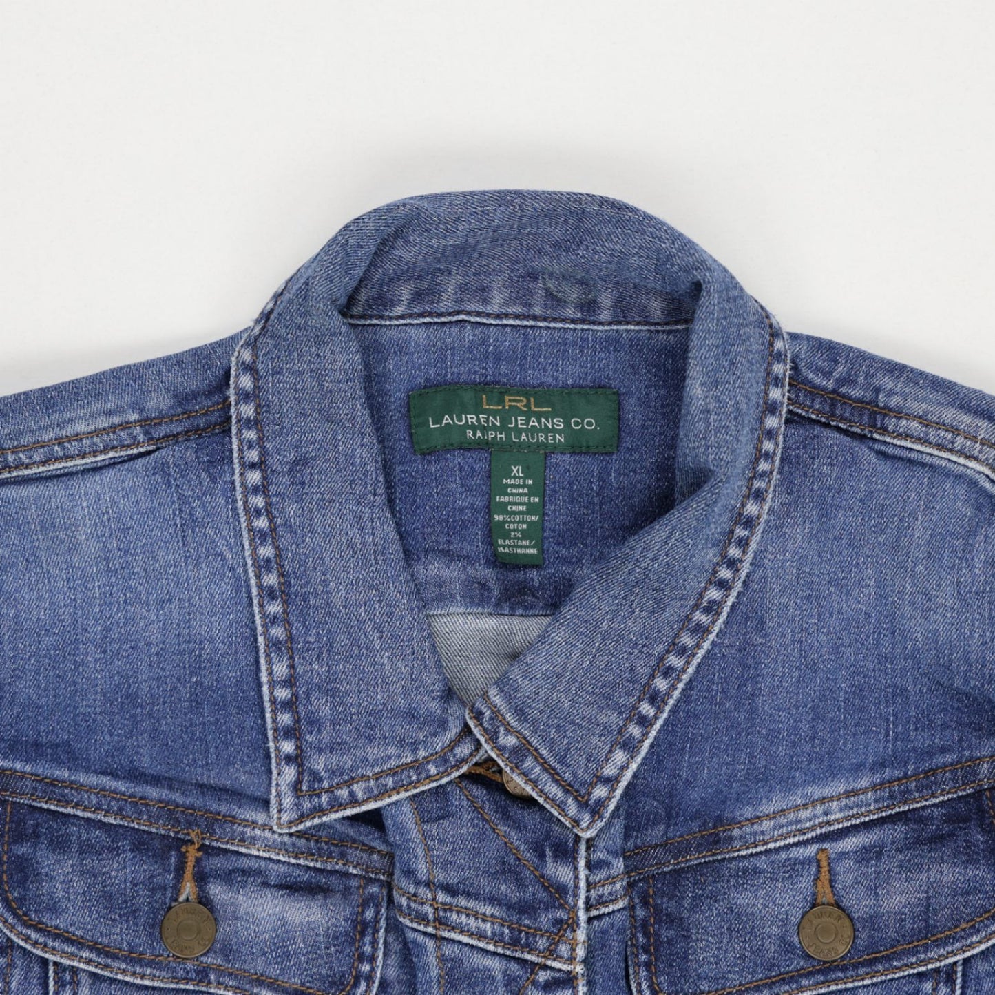 Lauren Jeans Co Ralph Lauren Women's Vintage Blue Denim Jacket XL 100% Cotton