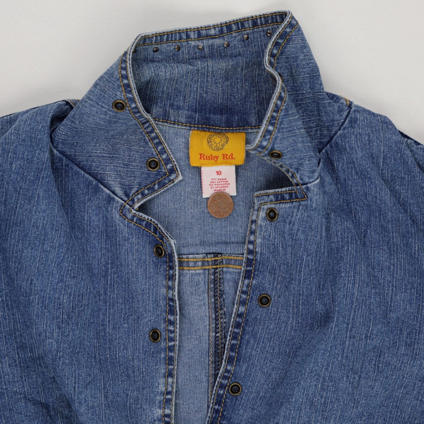 Ruby Rd Women's Vintage Blue Denim Jacket Size 10 Cotton Western Style Collared