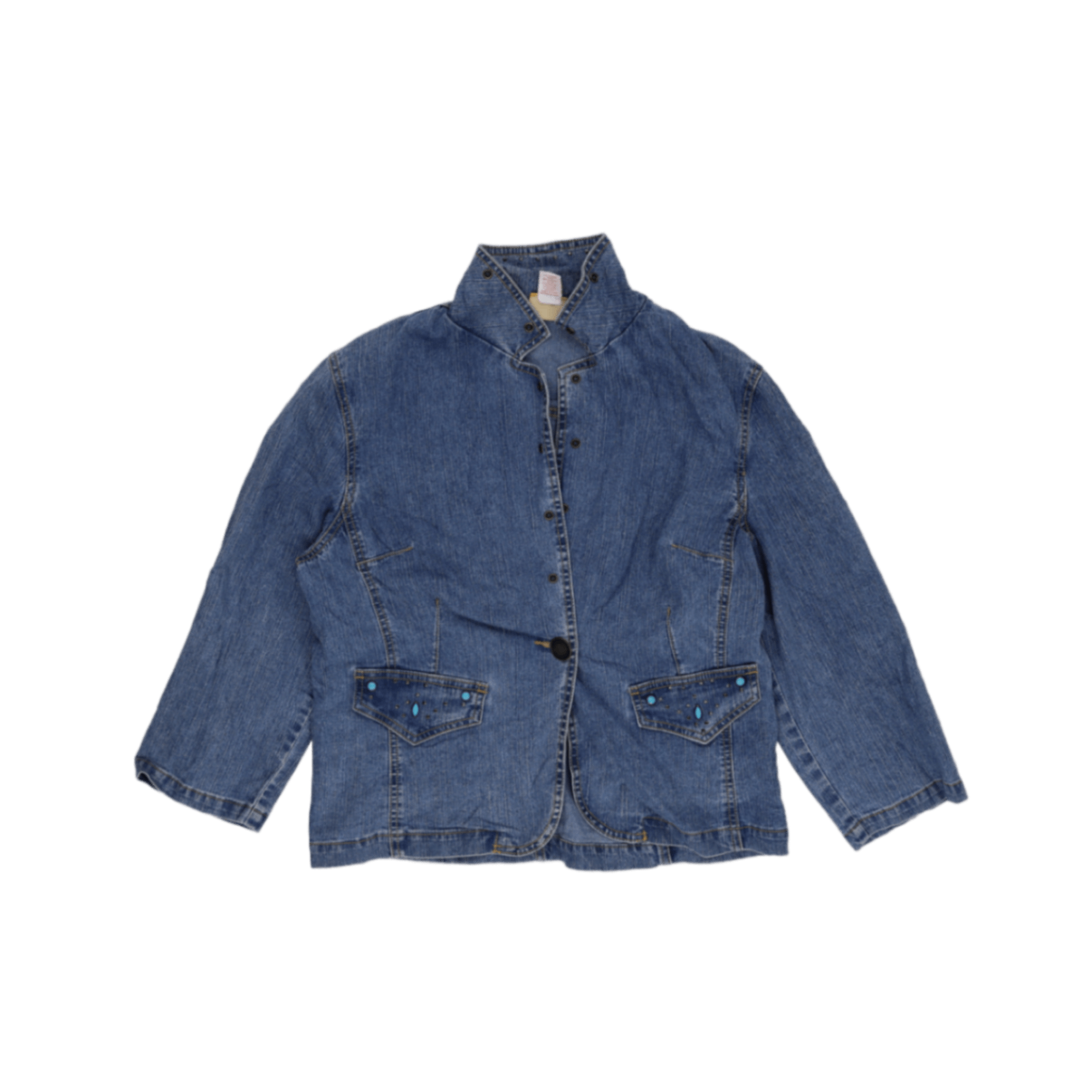 Ruby Rd Women's Vintage Blue Denim Jacket Size 10 Cotton Western Style Collared