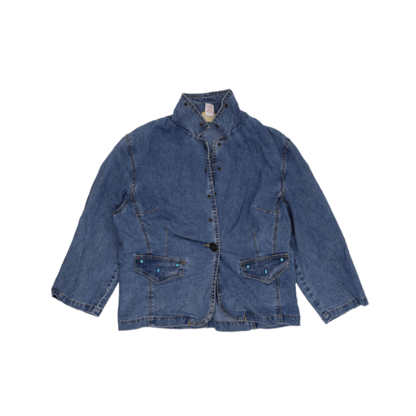 Ruby Rd Women's Vintage Blue Denim Jacket Size 10 Cotton Western Style Collared