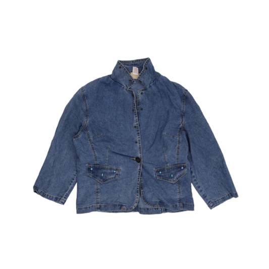 Ruby Rd Women's Vintage Blue Denim Jacket Size 10 Cotton Western Style Collared