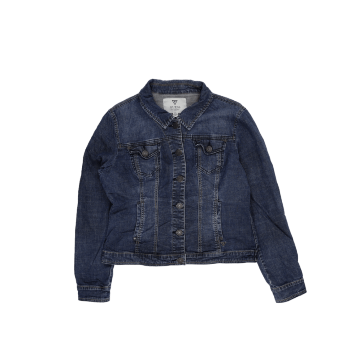 Guess Classic Blue Denim Jacket Womens XL Cotton Collared