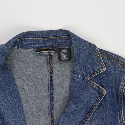 Walmart Vintage Blue Denim Blazer Jacket Large 96 Cotton 2 Polyester 2 Spandex Notched Lapel