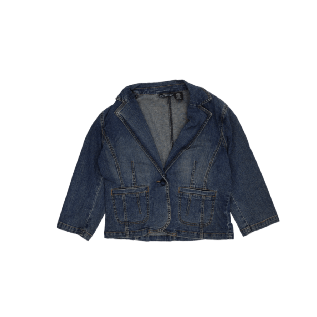 Walmart Vintage Blue Denim Blazer Jacket Large 96 Cotton 2 Polyester 2 Spandex Notched Lapel