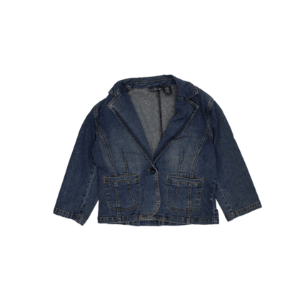 Walmart Vintage Blue Denim Blazer Jacket Large 96 Cotton 2 Polyester 2 Spandex Notched Lapel