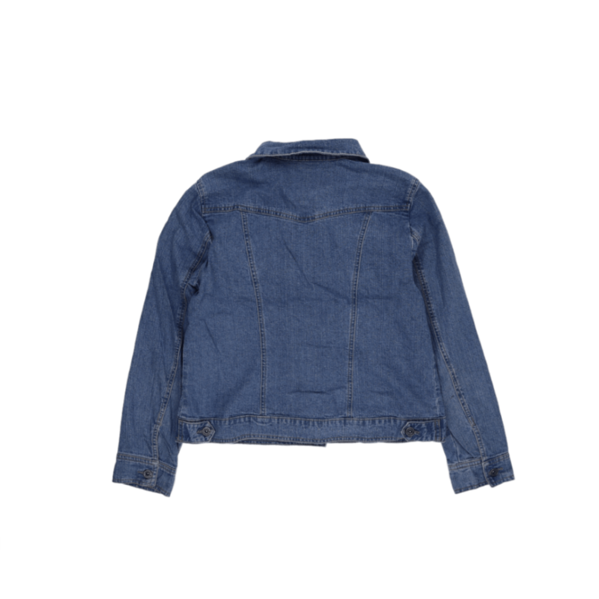 Stretch Women's Vintage Blue Denim Jacket Medium Collared 50 cm Pit-to-Pit 58 cm Collar to Hem 60 cm Sleeve Length
