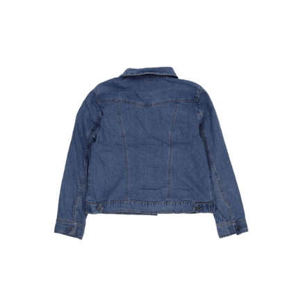 Stretch Women's Vintage Blue Denim Jacket Medium Collared 50 cm Pit-to-Pit 58 cm Collar to Hem 60 cm Sleeve Length