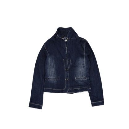 Amethyst Jeans Women's Dark Blue Denim Jacket Size S 70% Cotton 28% Polyester 2% Spandex Collared