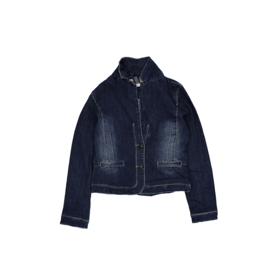 Amethyst Jeans Women's Dark Blue Denim Jacket Size S 70% Cotton 28% Polyester 2% Spandex Collared