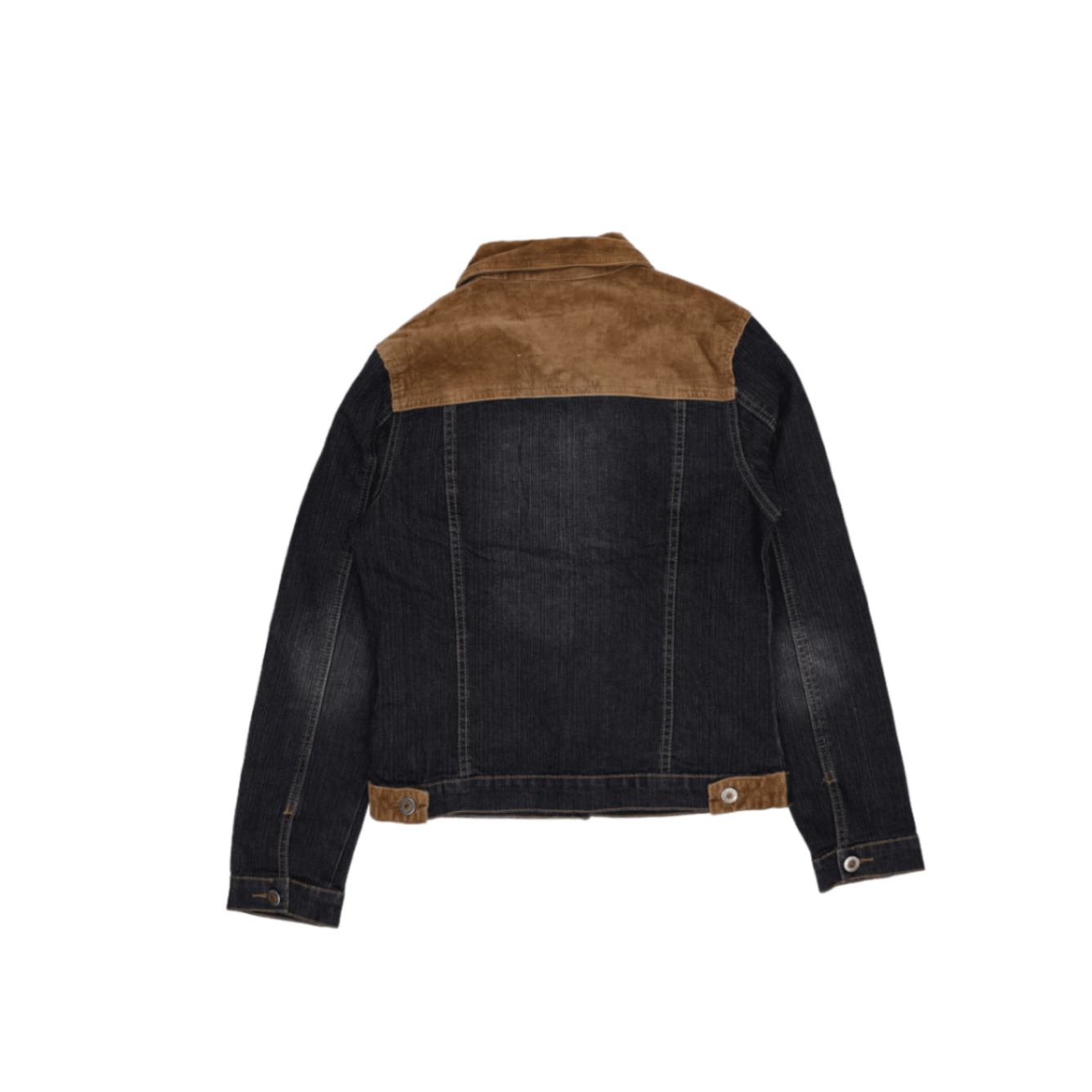 Tianle Vintage Two-Tone Denim Trucker Jacket Dark Blue and Tan Size Medium
