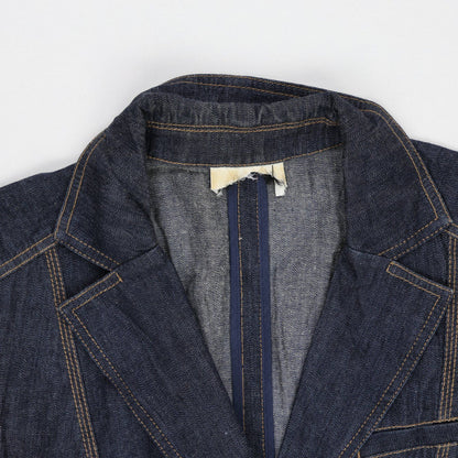 Unknown Women's Dark Indigo Denim Blazer Jacket Medium Lapel Collar