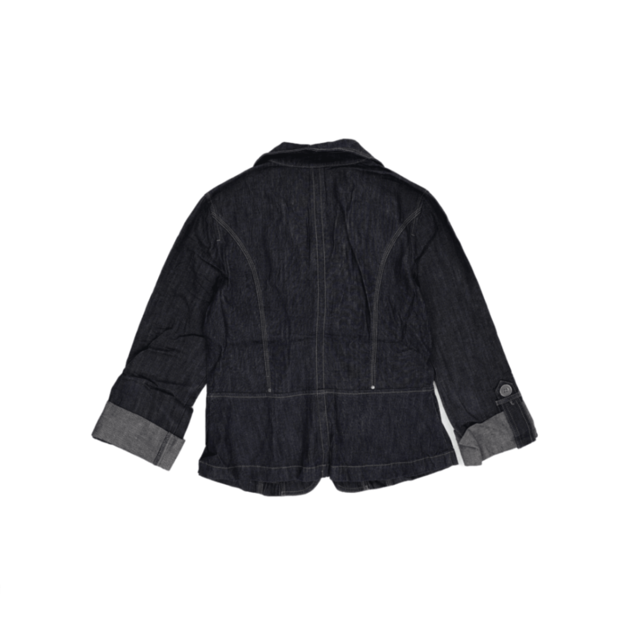 Unknown Women's Dark Indigo Denim Blazer Jacket Medium Lapel Collar
