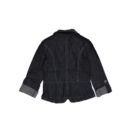Unknown Women's Dark Indigo Denim Blazer Jacket Medium Lapel Collar