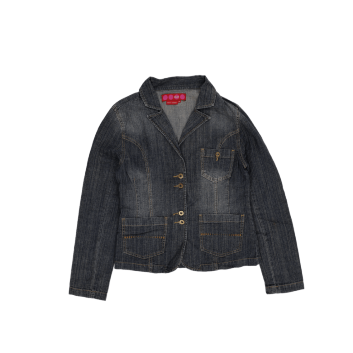 Desigual Vintage Denim Blazer Jacket Blue Medium Womens