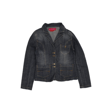 Desigual Vintage Denim Blazer Jacket Blue Medium Womens
