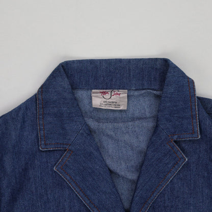 Tan Jay Vintage Blue Denim Blazer Jacket Women's Medium 50% Cotton 50% Polyester Notched Collar Smart Casual