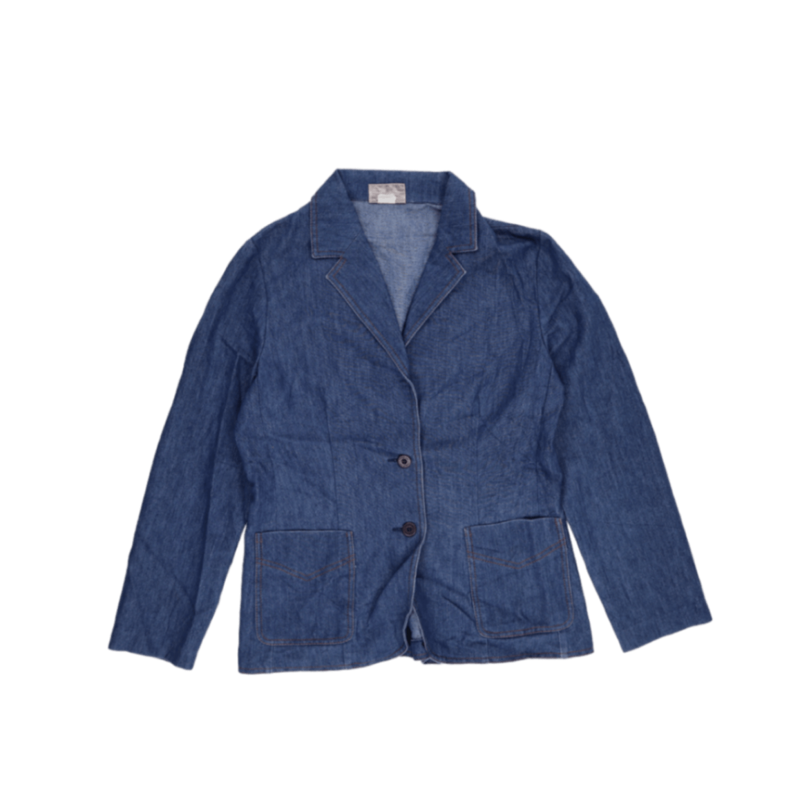 Tan Jay Vintage Blue Denim Blazer Jacket Women's Medium 50% Cotton 50% Polyester Notched Collar Smart Casual