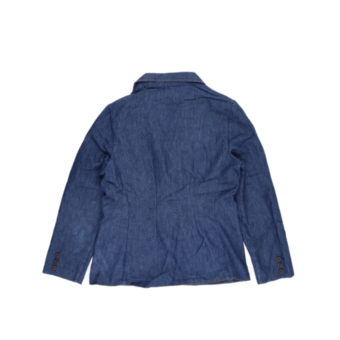 Tan Jay Vintage Blue Denim Blazer Jacket Women's Medium 50% Cotton 50% Polyester Notched Collar Smart Casual