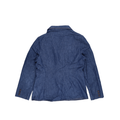 Tan Jay Vintage Blue Denim Blazer Jacket Women's Medium 50% Cotton 50% Polyester Notched Collar Smart Casual