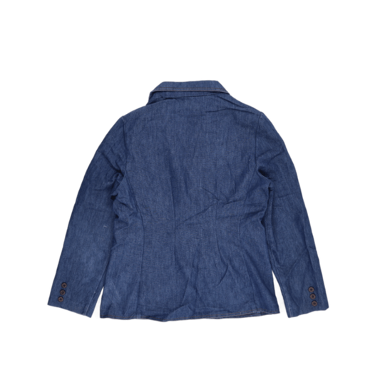 Tan Jay Vintage Blue Denim Blazer Jacket Women's Medium 50% Cotton 50% Polyester Notched Collar Smart Casual
