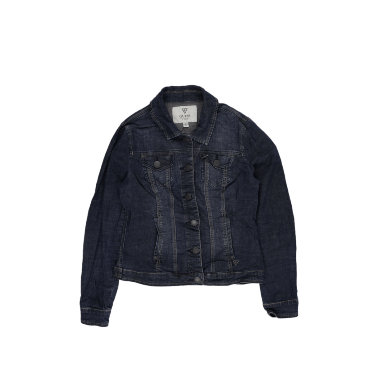 Guess Women's Denim Jacket Dark Blue Size Medium Cotton Blend