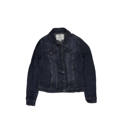 Guess Women's Denim Jacket Dark Blue Size Medium Cotton Blend