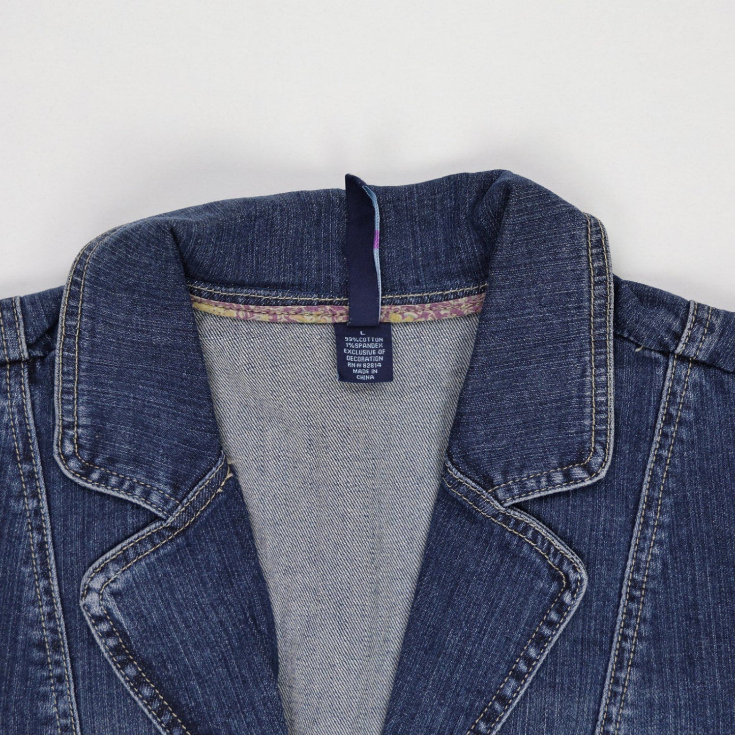 Ashley Judd Women's Peplum Denim Blazer Jacket Blue Size M 85 Cotton 13 Polyester 2 Spandex