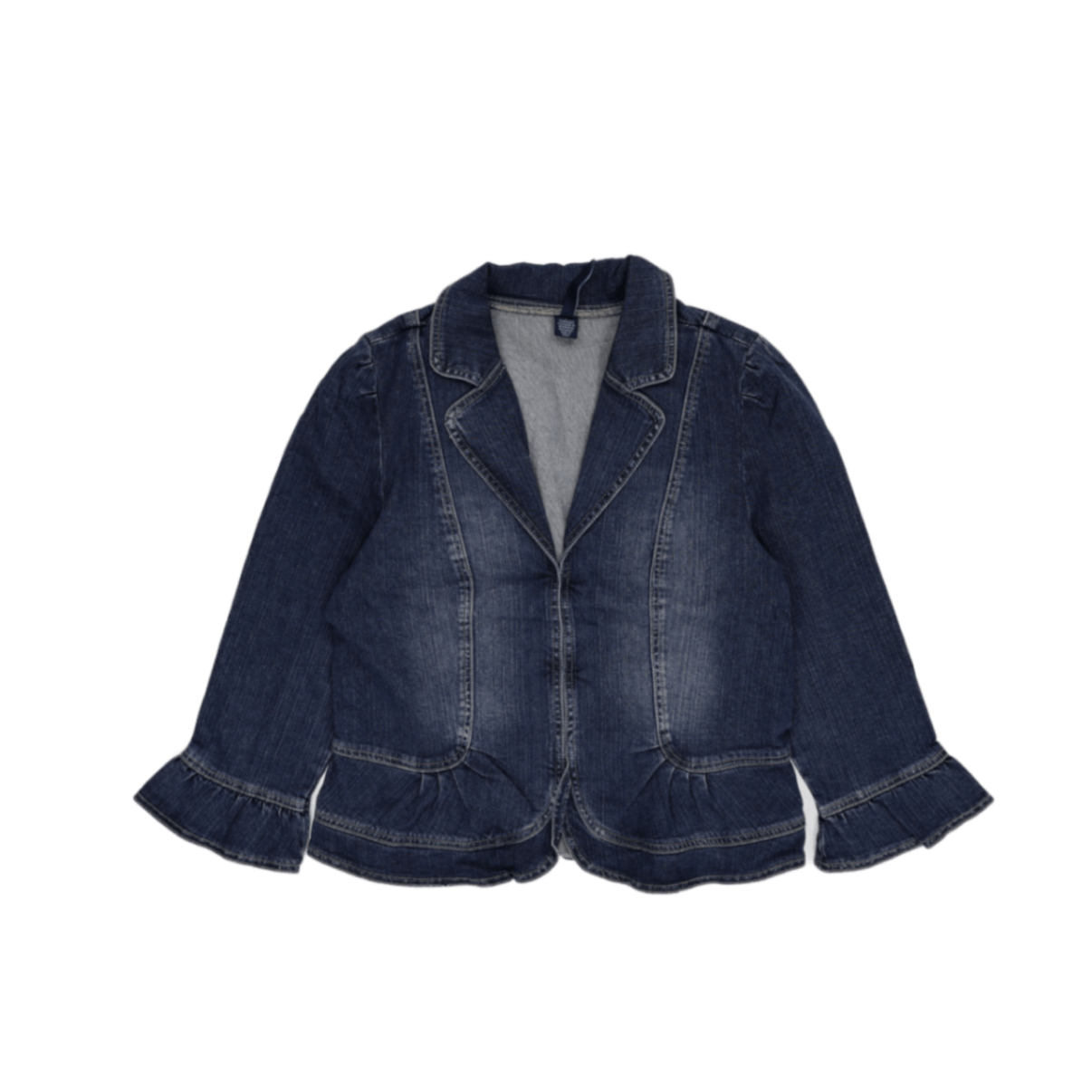 Ashley Judd Women's Peplum Denim Blazer Jacket Blue Size M 85 Cotton 13 Polyester 2 Spandex