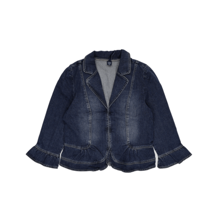 Ashley Judd Women's Peplum Denim Blazer Jacket Blue Size M 85 Cotton 13 Polyester 2 Spandex