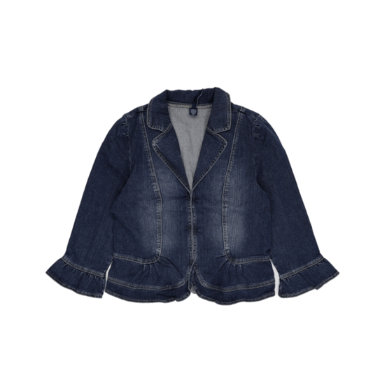 Ashley Judd Women's Peplum Denim Blazer Jacket Blue Size M 85 Cotton 13 Polyester 2 Spandex