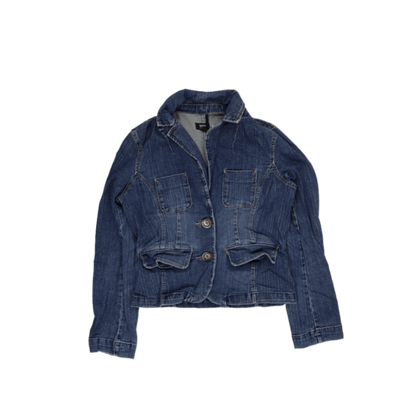 H&M Blue Denim Jacket Women's Size 10 Cotton Denim Collared