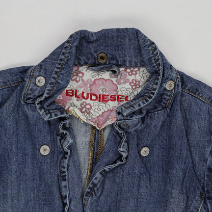 BLUDIESEL Vintage Blue Denim Jacket Women Size M Collared Cotton